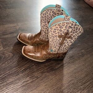 Ariat Brown and Leopard Print Ankle Boots